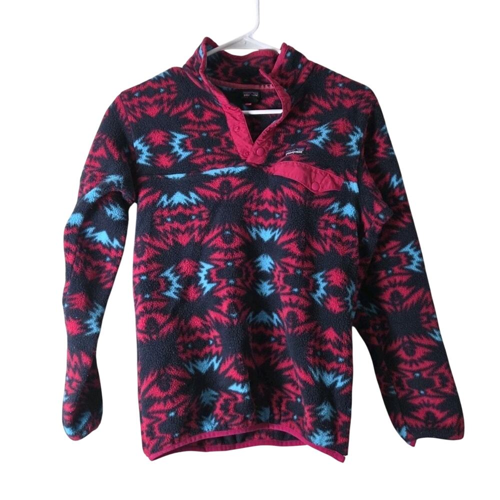 Patagonia Synchilla Snap-T Fleece Pullover Sweater XL Aztec Tribal‎ Pink Blue